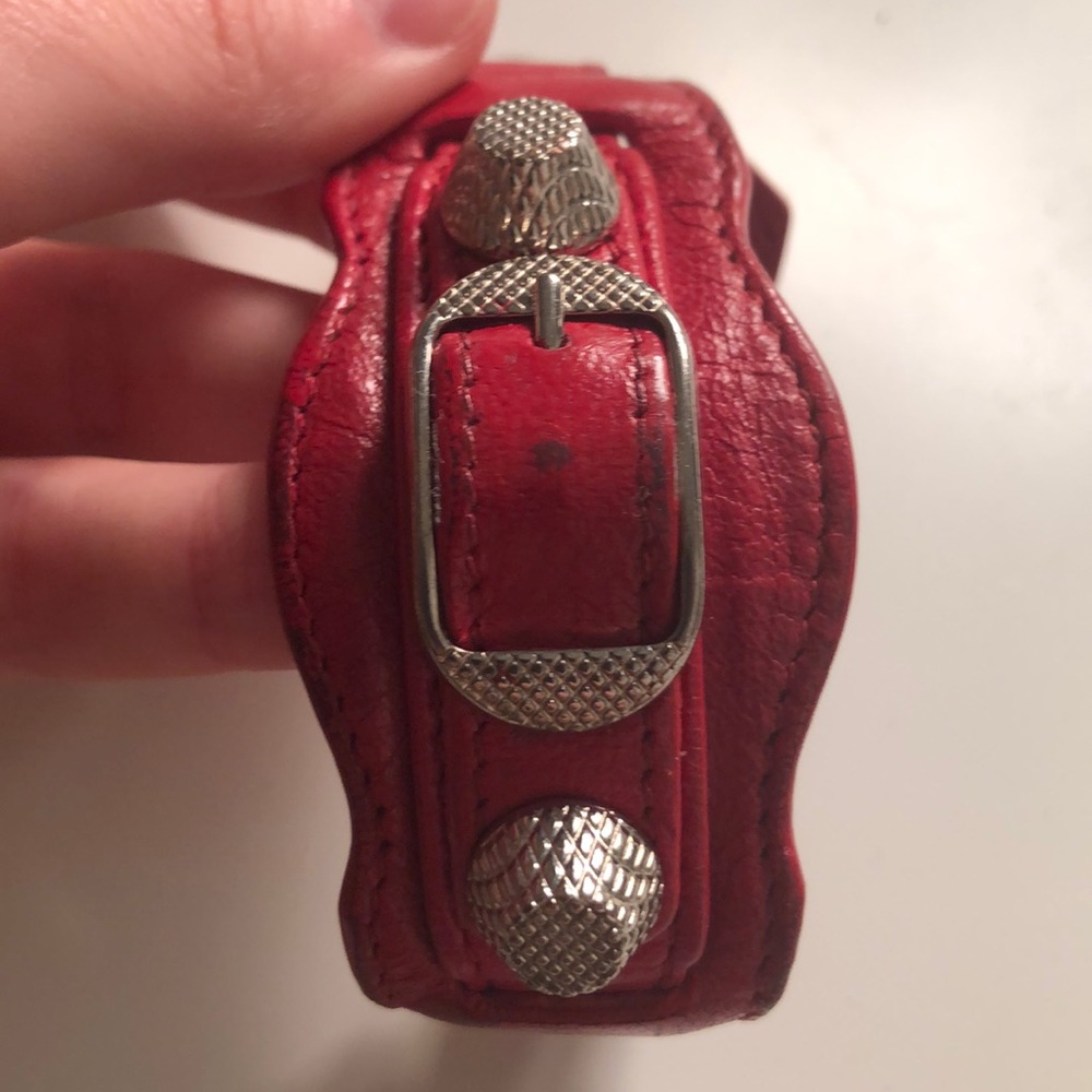 Authentic Balenciaga Red Arena Leather Bracelet - Picture 8 of 8